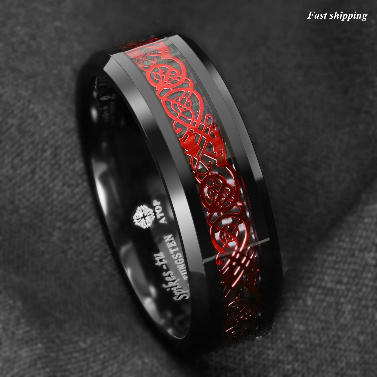 Red Enamel Cloisonne Dragon Ring, Size 11 K352 - Ruby Lane